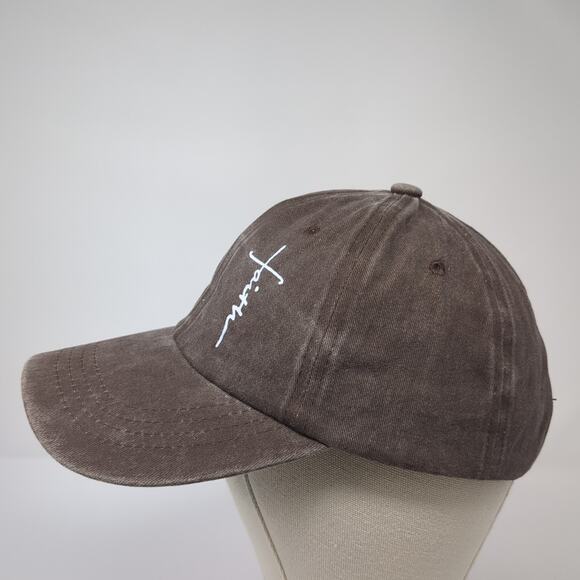 Faith Slideback Hat Brown One Size Adjustable Solid 6 Panel Vent Holes - Picture 3 of 8